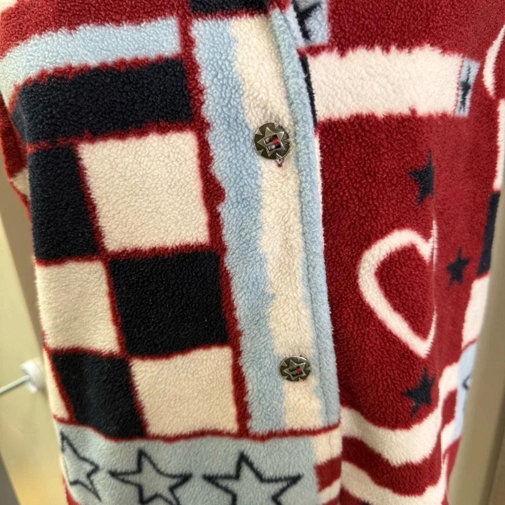 Christopher & Banks Americana Western Patriotic Fleece Vest‎ Button Down Red XL